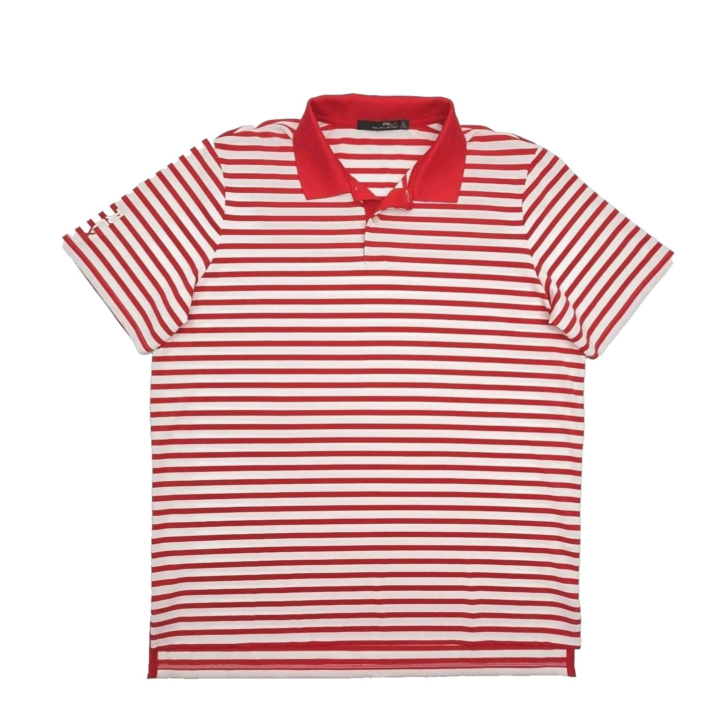 Rlx Ralph Lauren Polo Golf Shirt Red White Stripe Men Size Xl Stretch Polyester